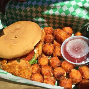 Original G Spicy Po-Boy with Sweet Potato Tots from Green New American Vegetarian Restaurant