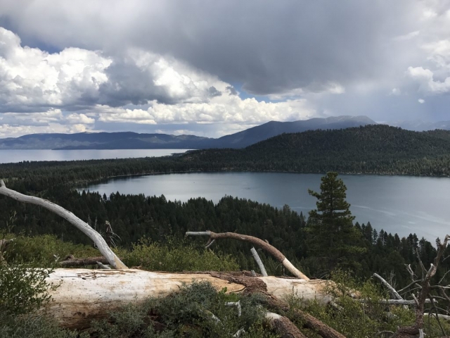 Fallen Leaf Lake with darkening clouds overhead - Lake Tahoe 2017.08.22