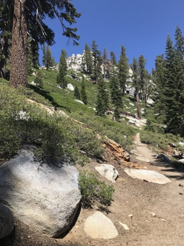 The trail takes a sharp turn to the right, now heading north for a bit. 8/24/2017 Lake Tahoe