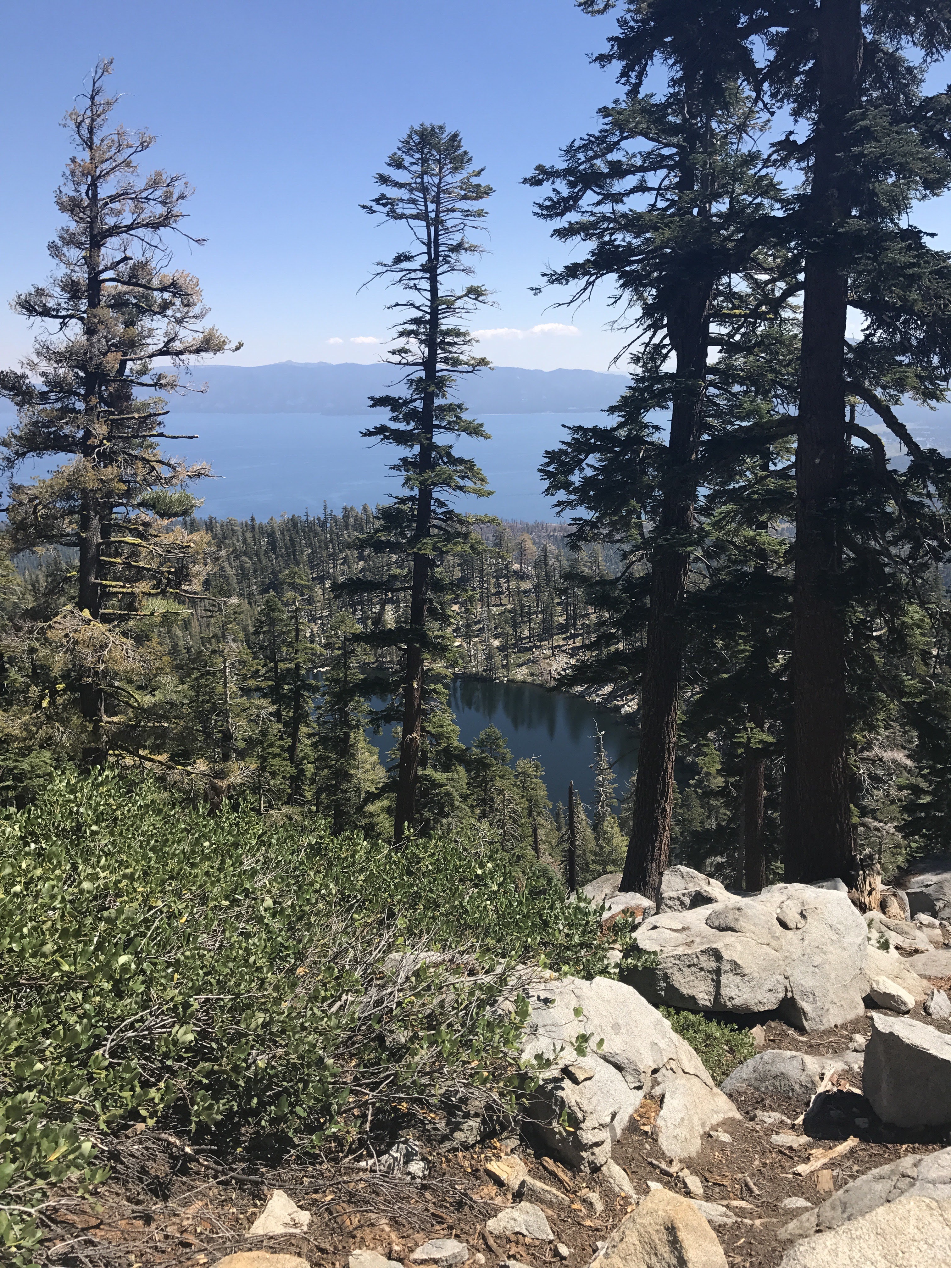 Another view of Granite Lake below, and Lake Tahoe in the distance. 8/24/2017