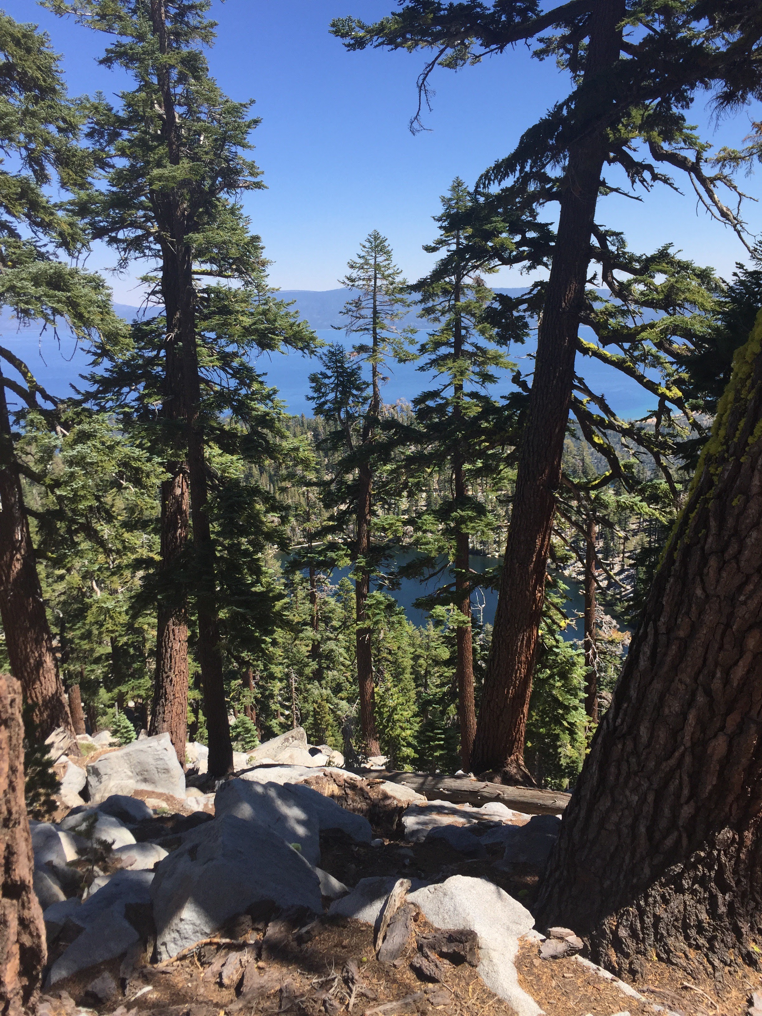 Another view of Granite Lake below, and Lake Tahoe in the distance. 8/25/2016