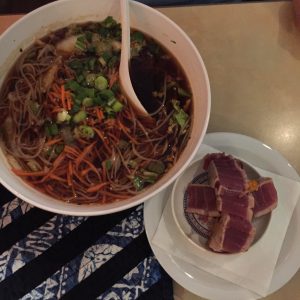 The Noodle Bowl with Ahi tuna. From Freshies Restaurant & Bar in South Lake Tahoe, CA. 8/21/2016